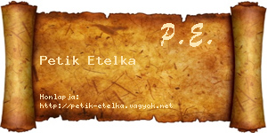 Petik Etelka névjegykártya